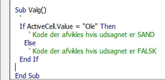 VBA sand eller falsk