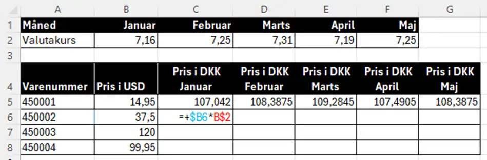 Fastfrys kun rækkenummeret i Excel