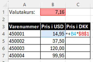 Lås referencer i Excel