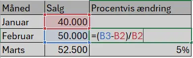 Formel for procentvis ændring